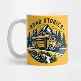 School Bus On An Adventurous Road Trip, Road Stories Mug